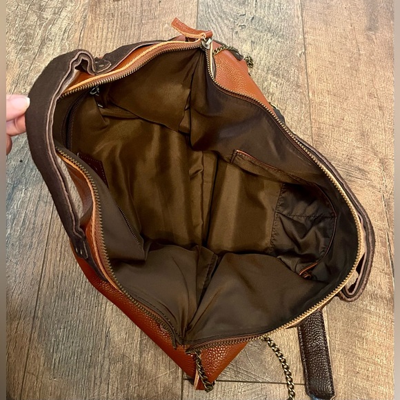 NWT Anthropologie x Jo Bags Brown Leather and Suede Tote Bag - Picture 4 of 5